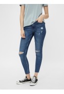 Women Jeans Pieces Midfive Flex Cr Mb254 Medium Blue Denim